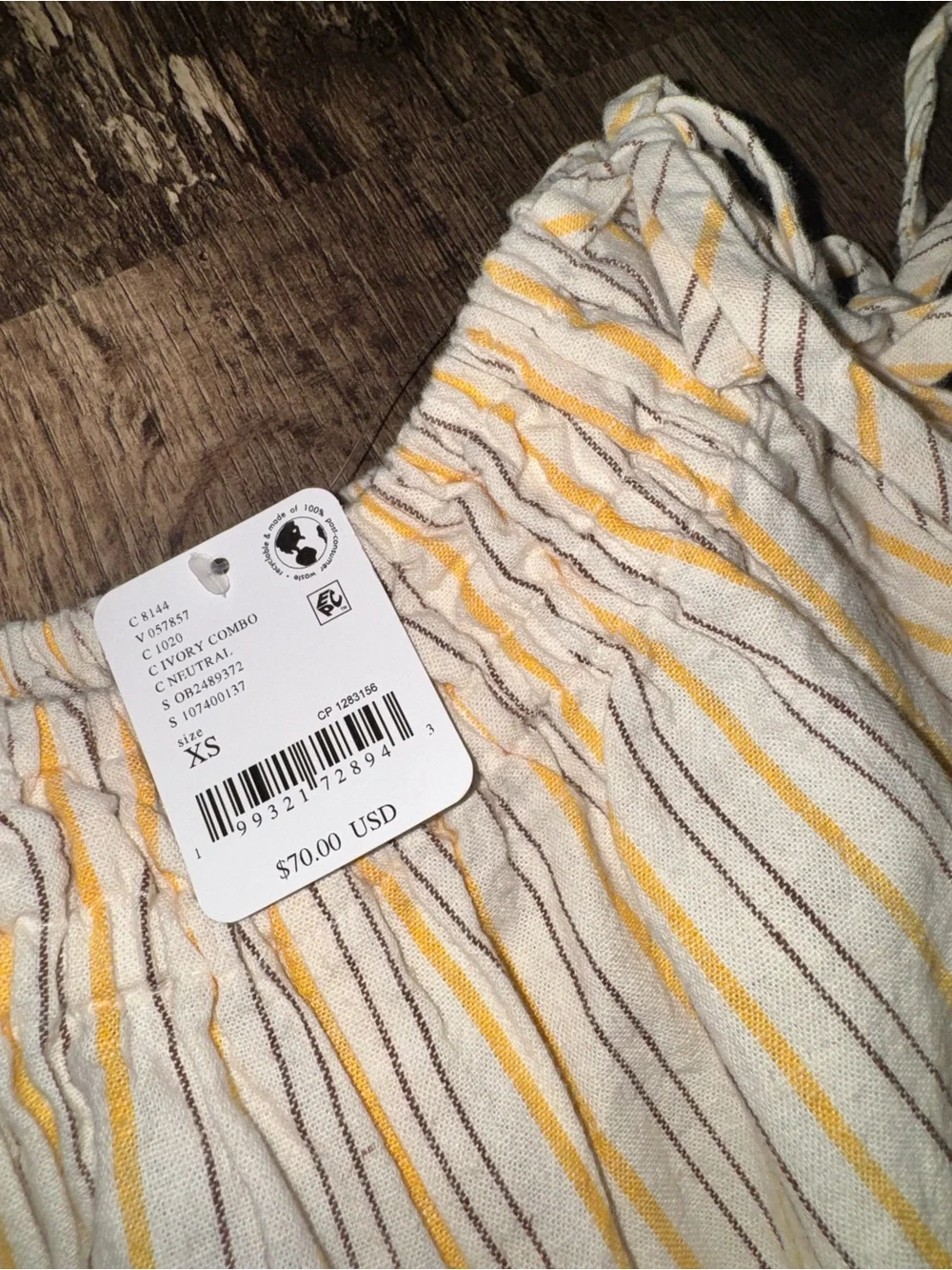 Sun Dazed Cotton-Linen Striped Pants in Ivory Combo NWT